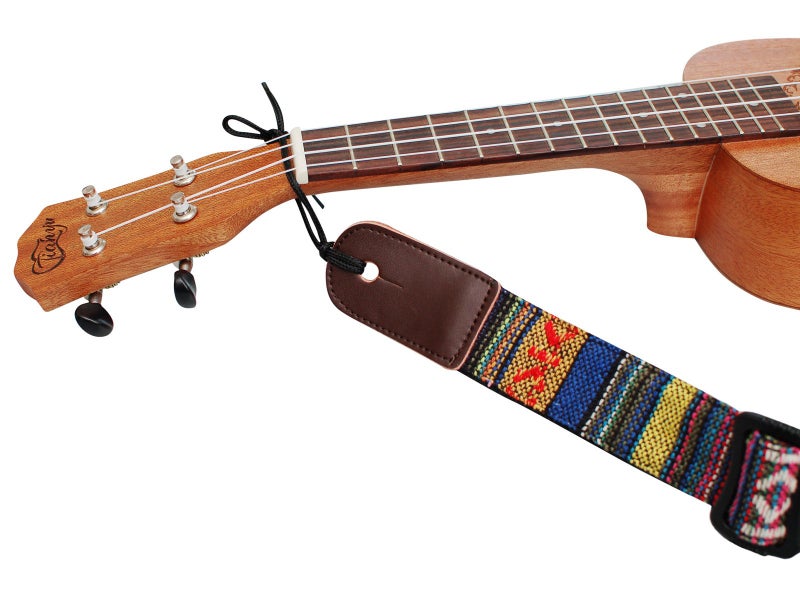 MUSIC FIRST Classic Country style Soft Yarn-dyed fabric & Genuine Leather Ukulele Strap Ukulele Shoulder Strap Version 2.0 - Image 5